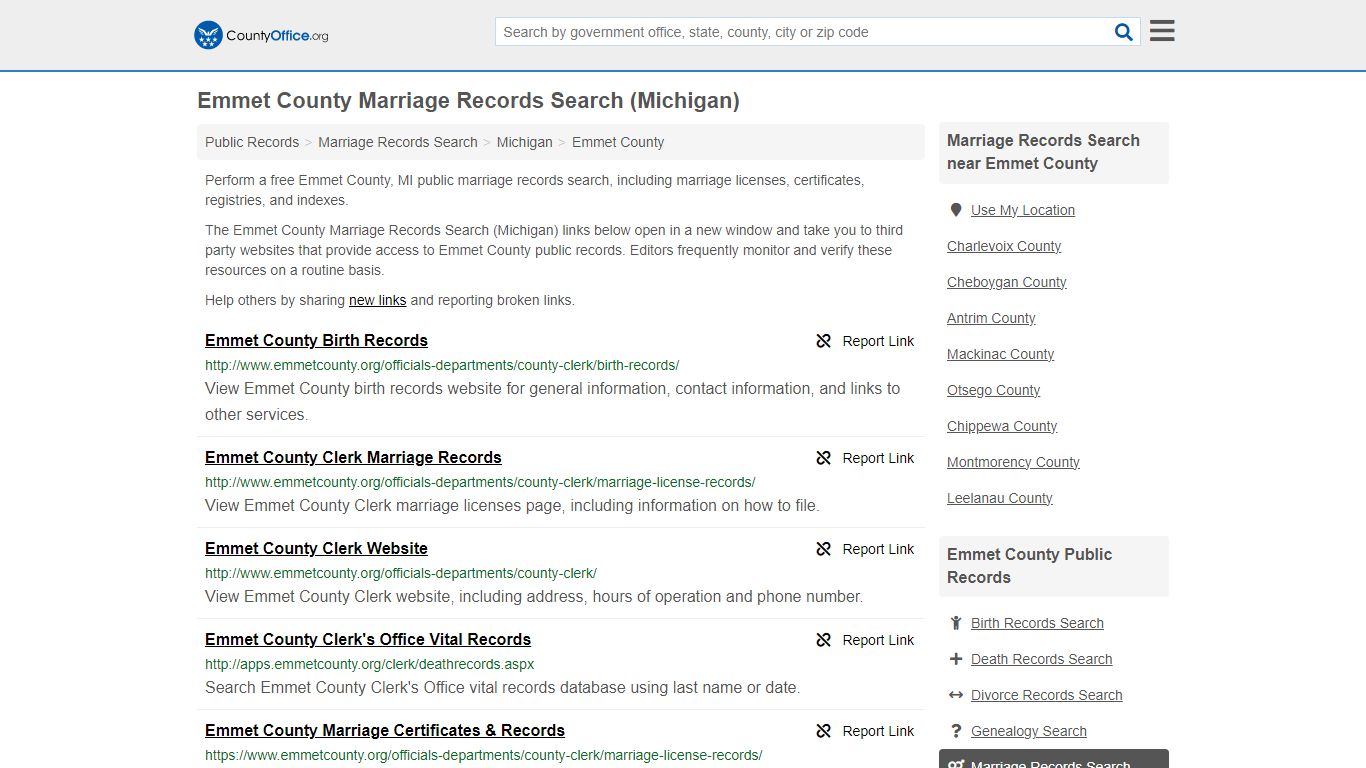 Emmet County Marriage Records Search (Michigan) - County Office