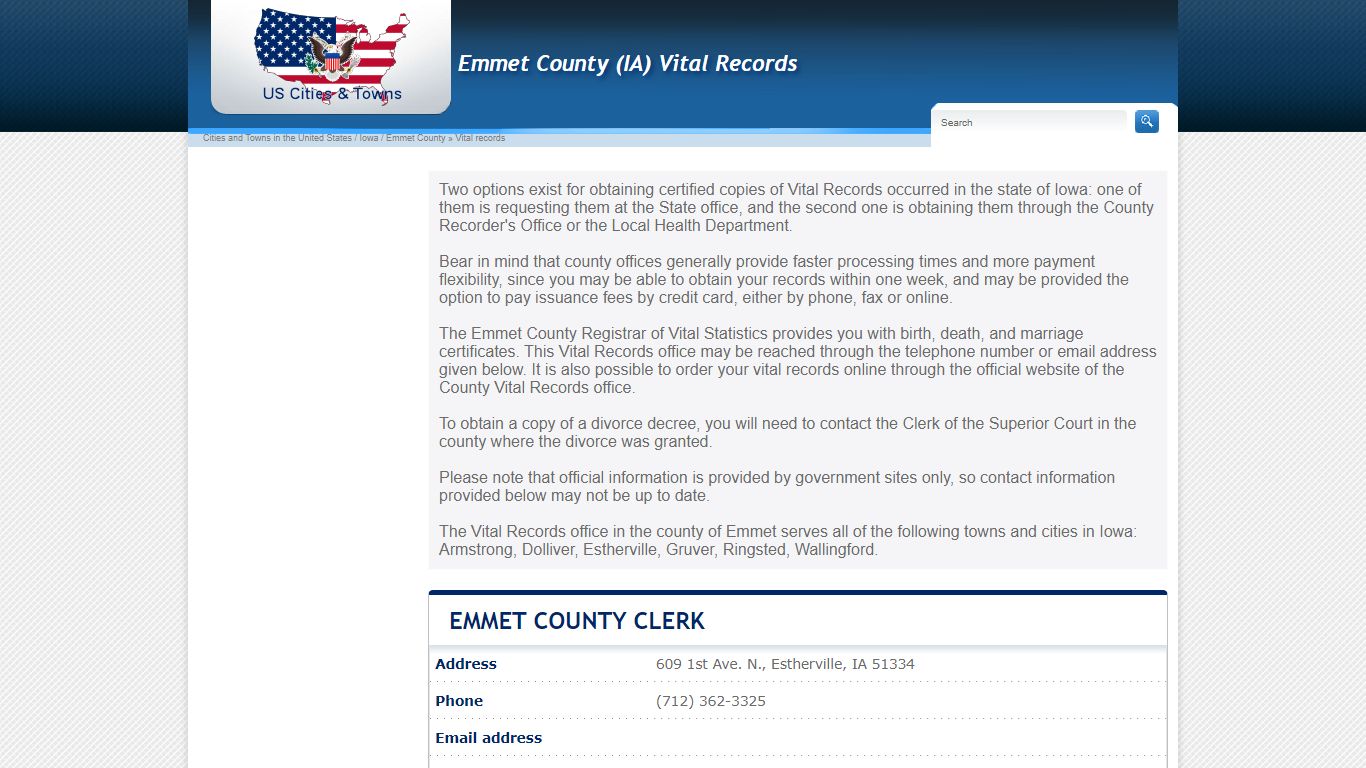 Emmet County Birth, Marriage, Death Certificates